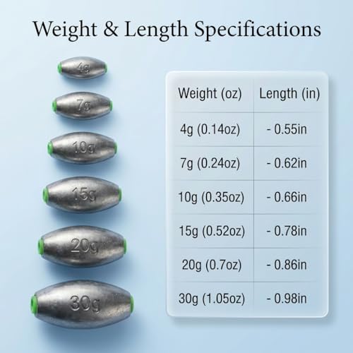 Egg Sinkers Fishing Weights, Oval Slip Sinkers Bullet Lead Fishing Weights for Freshwater Saltwater Tackle Set 1/8oz to 1oz - color: 3/8oz-10g-10pcs