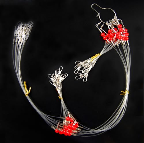 Fishing Leaders Saltwater Tackle Surf Fishing Rigs High Strength Fishing Wire Leader Line Rig with Swivels Snap for Lures Bait Hooks - color: White Nylon, style: 2 Arm, 12pcs