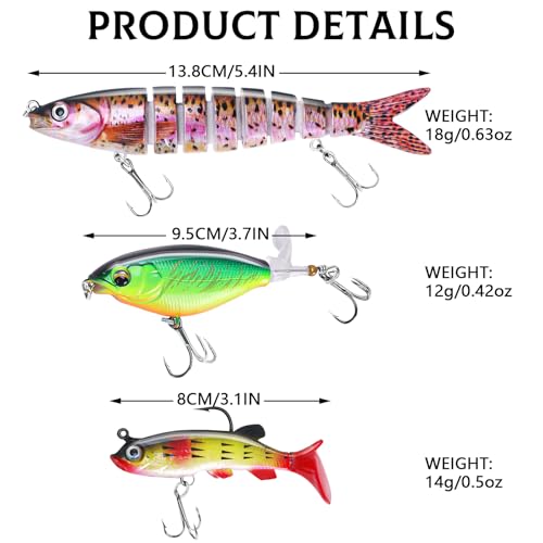 6PCS Swimbait Kit Realistic Bait and Surface Bait with Realistic 3D fisheye and Multi Joint Swimming Movements, Perfect for Saltwater and Freshwater Fishing Kits - color: B-6PCS