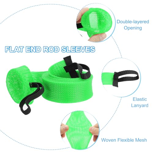 PATIKIL Rod Sock, Fishing Rod Sleeve Cover Braided Mesh Pole Protector Gloves Fishing Tools Flat End for Spinning Fishing Rod Fly Rod Ice Rod Casting Rod - color: Green, size: 67 Inch
