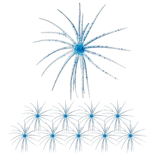 QualyQualy Urchin Bait for Bass Fishing, Floating TPE Creature Lures - 2.5'' / 3.6''/ 4'' /5.1'' Multi-Tentacle Soft Plastic Bait for Bass, Walleye, Pike - color: #05 Light Blue, size: S-10pcs