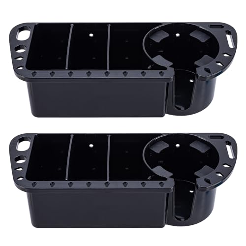 Boat Cup Holder, Boat Caddy Organizer, Multifunctional Boat Storage Organizer for Boat, Kayak, Pontoon, Bass Boat, Jon Boat - Fishing Tool Holder, Boat Fishing Accessories - color: Black-2 Packs