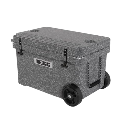 Hogg Rotomolded Coolers, Ice Chest with Wheels, Wheeled Cooler, Rotomolded Ice Chest, Dry Storage, Fishing and Camping Items, Birthday Gifts for Men - color: Frosted Gray, size: 45qt