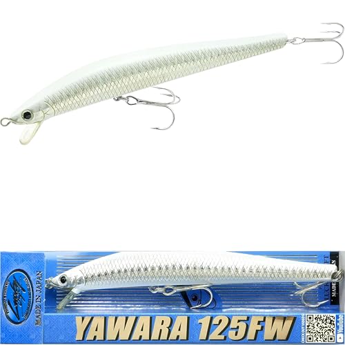 Lucky Craft FlashMinnow 125 YAWARA Saltwater Fishing Lure, Jerkbait for Halibut and Sea Bass, Long Casting Fishing Gear, Slow Sinking 5in 0.7oz, Tackle Box and Fish Accessories - color: 7686 Zebra Pearl White, size: 125FW, style: With Scale