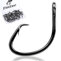 FishTrip Circle Hooks Saltwater for Catfish - 25pcs Offset 3X Strong Fishing Hook Wide Gap for Live Bait,Size 2 1 1/0 2/0 3/0 4/0 5/0 6/0 7/0 8/0 9/0 10/0 12/0 - size: 10/0_25pcs
