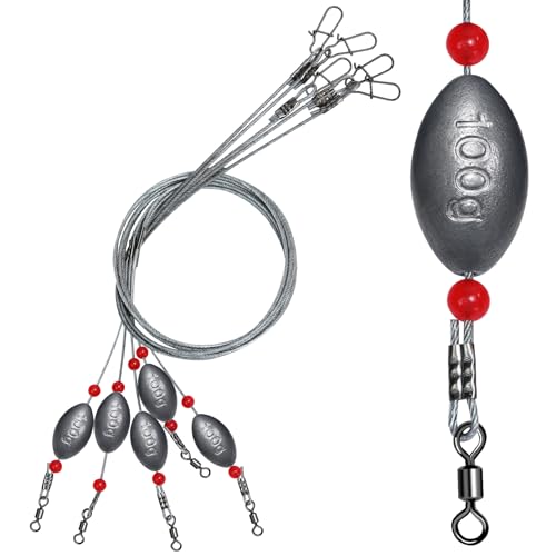 Fishing Egg Sinker with Soft Plastic Core Weight Rigs 5pcs Flounder Rig Saltwater,176.37lb Fishing Wire Leader with Egg Sinker Swivels Snap, Grouper Bottom Fishing Rigs - color: rig, size: 100g(3.5oz)-5pcs