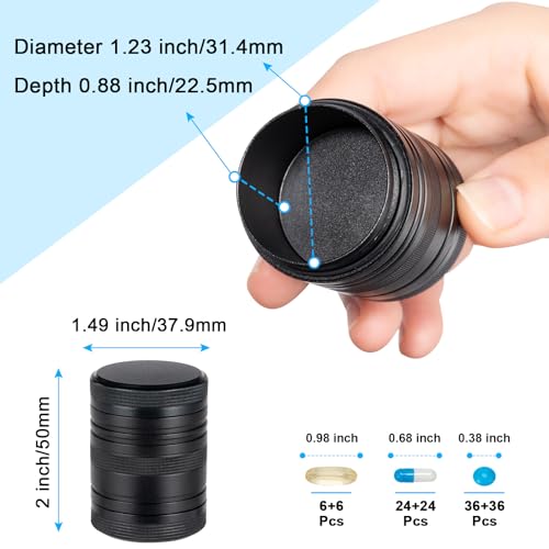 Pill Box 2 Times a Day - Metal Pill Case, Portable Daily 2 Compartment Pill Container, Waterproof Travel Aluminum Pill Holder for Fish Oils, Vitamin, Fish Oil, Supplements - color: Black, size: Medium-Short