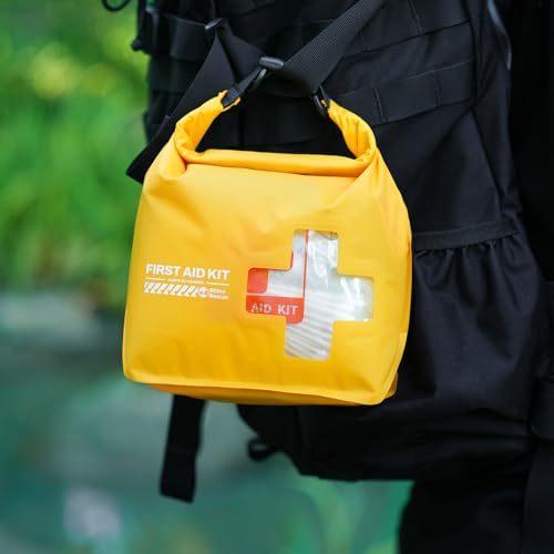 RHINO RESCUE Waterproof Boat First Aid Kit, Lightweight Boat Accessories Dry Bag, Emergency Marine Survival Supplies for Outdoor Kayak, Fishing, Floating, Swimming, Beach & Camping (Yellow) - color: Yellow