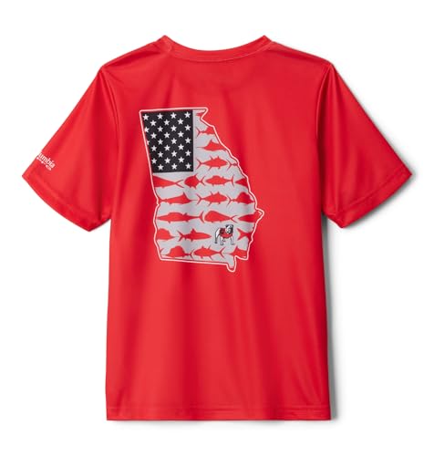 Columbia Boys Collegiate Terminal Tackle Short Sleeve Shirt - color: Uga - Bright Red, size: Small