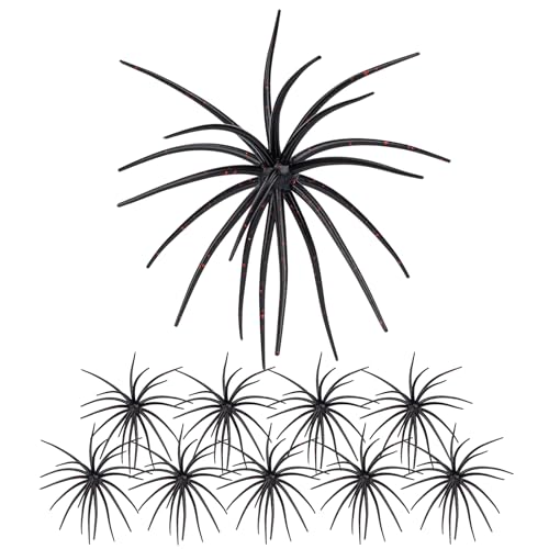 QualyQualy Urchin Bait for Bass Fishing, Floating TPE Creature Lures - 2.5'' / 3.6''/ 4'' /5.1'' Multi-Tentacle Soft Plastic Bait for Bass, Walleye, Pike - color: #09 Black, size: S-10pcs