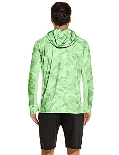 COOrun Men's Hooded Sun Shirts with Mask Fishing Shirts for Men Long Sleeve UPF 50 Rash Guards Cooling Hoodies Hiking Shirts - color: Camouflage, size: XX-Large