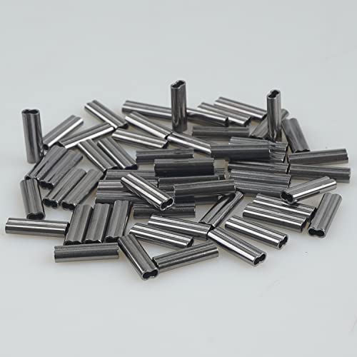 Double Barrel Crimp Sleeves Kit, Fishing Wire Leader Rigging Copper Tube Fishing Line Connector Tackle Kit - color: 200pcs-0.8mm+1.2mm Inner Dia