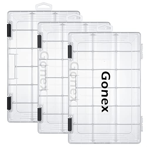 Gonex Fishing Tackle Boxes, 3600 3700 Tackle Trays with Adjustable Dividers, Clear Plastic Tackle Box Organizer Storage for Fishing Lure Bait Hook Jewelry Craft Beads Earring Container, 3 or 4 Packs - color: 3pcs 3600(Tray Size:10.8"x7.09"x1.65")