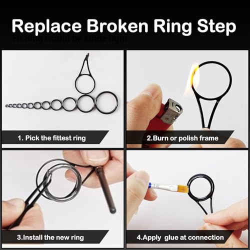 Aventik Fishing Rod Repair Kit Complete with 11 Sizes 55pcs Ceramic Guide Ring,Glue, Tweezers, Eyelet Replacements for Fishing Pole Repair Kit