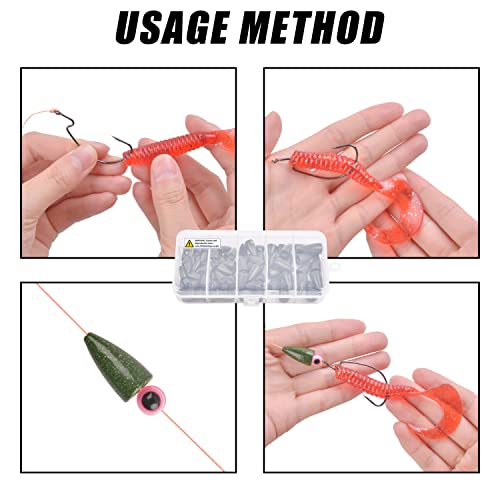 Bullet Sinkers Bass Fishing Weights Kit 88PCS Painted Worm Fishing Flipping Weight Texas Rig Weights Set for Bass Fishing