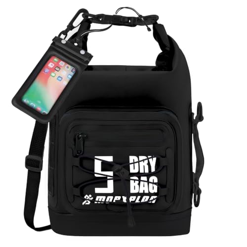 MORXPLOR Dry Bag Waterproof,5L/10L/20L/30L/40L/55L Roll Top Dry Bag Backpack with WaterProof Phone Case for Swim,Kayak - color: Black, size: 5Liter