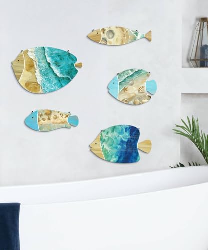 Putuo Decor Fish Wall Decor Set Ocean Theme Coastal Wall Art For Living Room Bedroom Bathroom Beach House Nautical Home Decoration - color: Fish