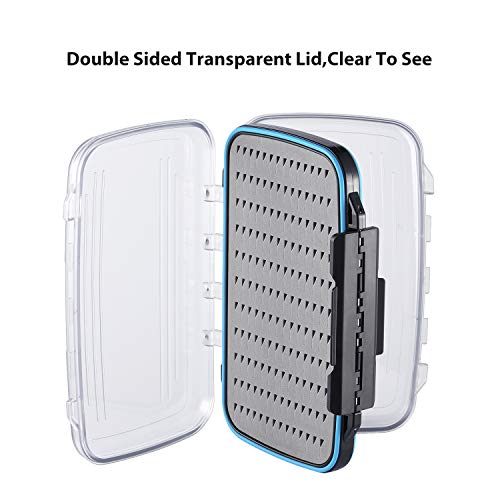 Gonex Fly Boxes for Fly Fishing Jig Boxes Two-Sided Waterproof Lightweight Fly Fishing Box Easy Grip Transparent Lid Fly Fishing Lures Box, 7.3"x 4.6"x 1.5", Grey - color: Grey, Black, Transparent, size: Size C (7.3"x 4.6"x 1.5")