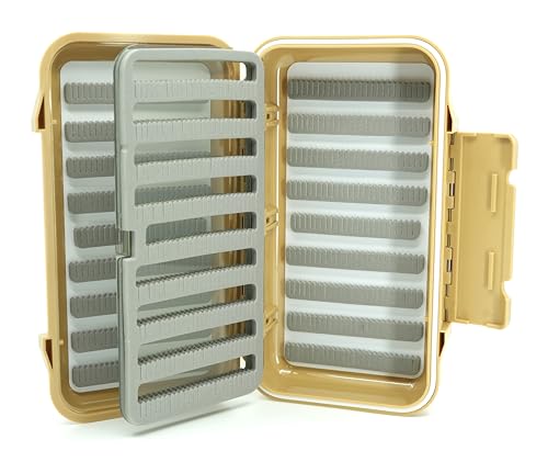 Kingfisher Waterproof Dry Fly Fishing Box with Leaf - color: Tan, size: Foam A Box