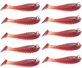 10Pcs Glow in The Dark Fishing Lures, Soft Plastic Swimbaits for Freshwater or Saltwater Use, Walleye Fishing Lures for Night Fishing Bass, Crappie, and Trout - color: Red-brown
