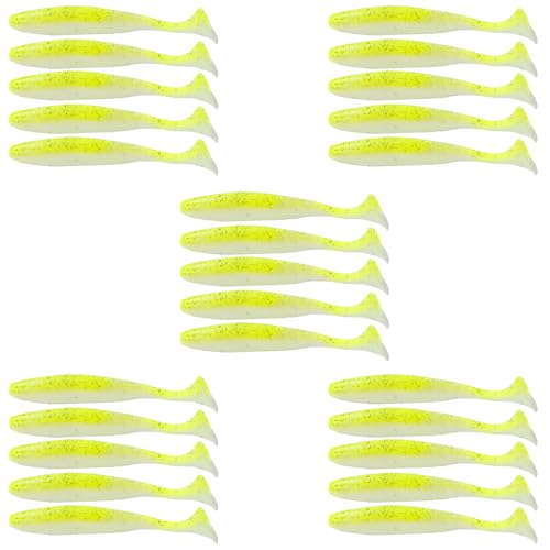 Paddle Tail Swimbaits FS/RE-10 | for Bass Fishing,14 Colors ,Fishing Lures with Flash Blade,Freshwater Saltwater ,Bass Bait,for Trout Catfish Pike - color: Color F, size: 12cm,25pcs