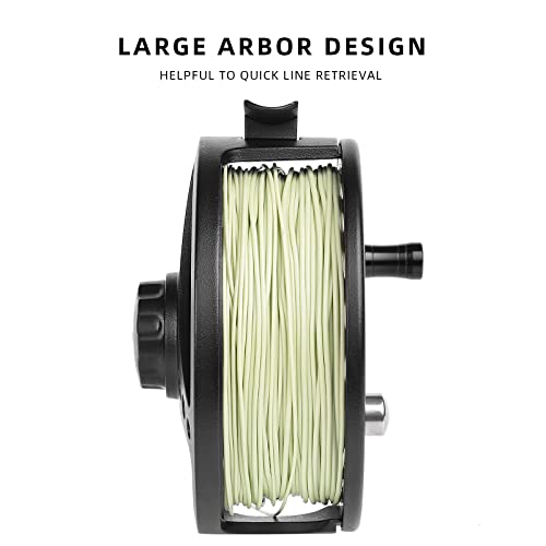 SF SF-001 Large Arbor Fly Fishing Reel with Aluminum Alloy Body 3/4wt 5/6wt 7/8wt Die Cast Pre-Loaded Fly Reel with Line Combo for Trout Bass Carp Pike Panfish - color: Matt black-Unloaded, size: 7/8wt