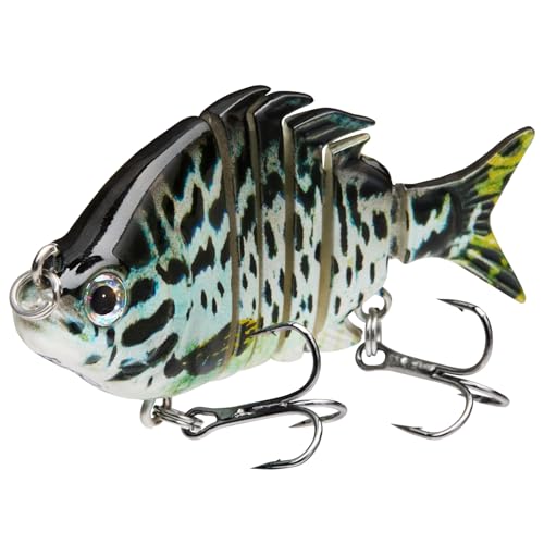 Bassdash SwimPanfish 2.5”/0.34oz Hard Bluegill Swimbaits Multi Jointed Topwater Trout Bass Fishing Crank Lure,Pack of 4 - color: BBYN
