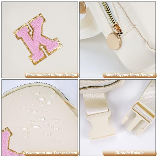 Uygafly Birthday Gifts for 4 5 6 7 8 9 10 11 12 13 Year Old Girl,Gift for Teen Girls Kids Toddler,Personalized Initial Fanny Pack Purse Crossbody Bag Belt Bag Cute Trendy Stuff | Cream,K - color: Cream, style: K