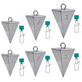 SIWIRIOM Pyramid Sinkers for Surf & Saltwater 6 Pack Fishing Weights Lead Sinkers with Slider Universal Connectors, Fishing Weights Assortment Kits Fishing Gear Tackle 1oz 2oz 3oz - size: Mixed-6pcs(1oz-2pcs + 2oz-2pcs + 3oz-2pcs)