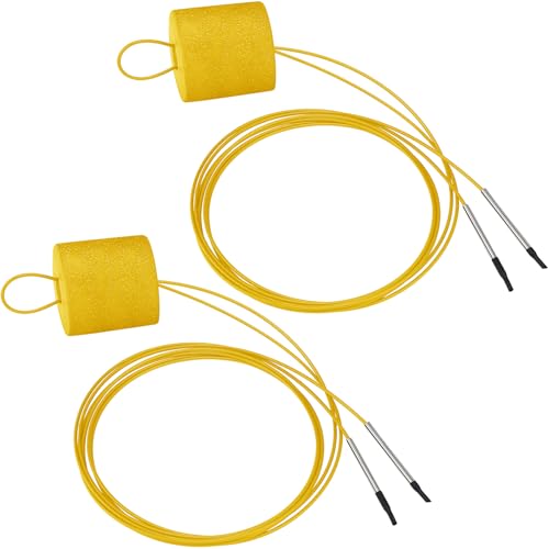 2 Pcs Fishing Stringer Heavy Duty with Float, Fish Stringer System, 15 ft 550lbs Fishing Holder with Metal Needle, Durable Rubber for Caught Fish Freshwater Saltwater Angling - color: Yellow