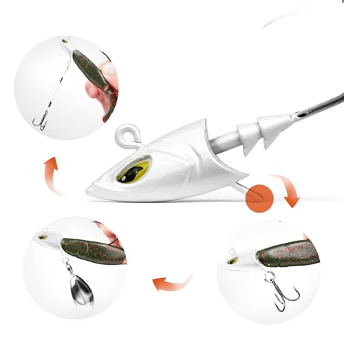 Saltwater Jig Head, Fish Eye Swimbait Jighead for Fishing Inshore/Offshore 1/2 3/4 1 1.5oz with 7/0 Hooks for Redfish, Stripper, Seabass etc. - color: White, size: 1oz - 5Pack
