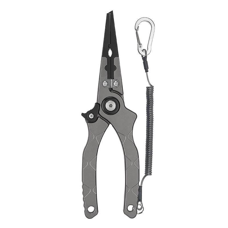 7.6-inch Multifunctional Aluminum Alloy Fishing Pliers, Fish Hook Remover, Split Ring Pliers, Fishing line Cutter, Lead Sinker Installation, seawater Corrosion Resistance, Men's Fishing Gift