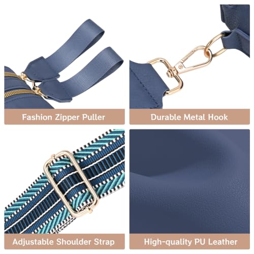 oscaurt Leather Crossbody Bag Bum Bag for Women Large Sling Bag Cross Body Purse Shoulder Handbag Fanny Pack - color: Blue, size: Large