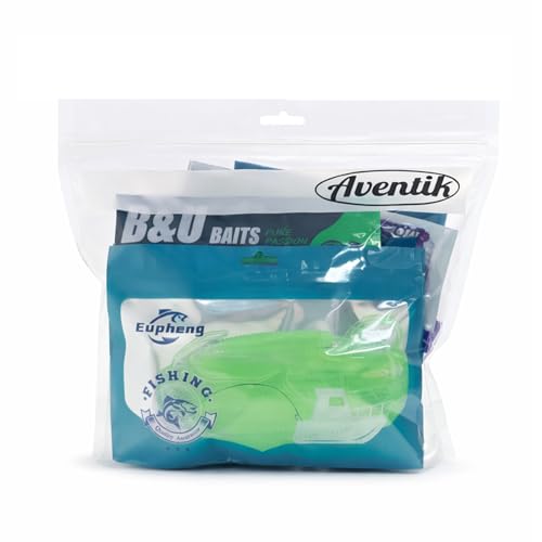 Aventik Fishing Bait Storage Bags -(10/20PACK) Durable Clear Organizer for Soft Plastic Baits, Lures, Tackle & Fishing Gear - Waterproof and Reusable Size 11.18” X 9.45”(20pcs) - size: 11.18 X 9.45inch-20PACK