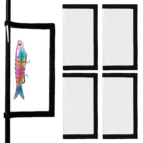 SILANON Fishing Lure Wraps Covers,4/8 Packs Clear PVC Lure Covers Durable Fishing Bait Cover Easily See Lures Fishing Hook Covers Bait Storage Protector Keep Fishing Safe for Fishing Rod - color: Black, size: 4Pack - Large (8.0"x4.3")