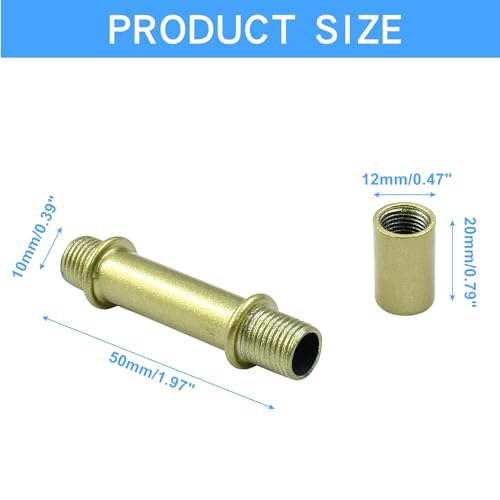 Litoexpe Double End Straight Pipe Lamp Stem Kit 50mm(1.97"), Lamp Extension Rod with Connector 4 Pcs, Lamp Rod Hardware Light Fixture Parts Replacement Gold - color: Gold, size: 1.97 Inch
