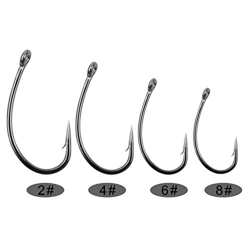 Carp Fishing Hooks- 120pcs Barb Curved Shank Carp Hooks Circle Fish Hooks Freshwater Saltwater for Hair Rigs Carp Fishing Tackle - size: 6# 120pcs