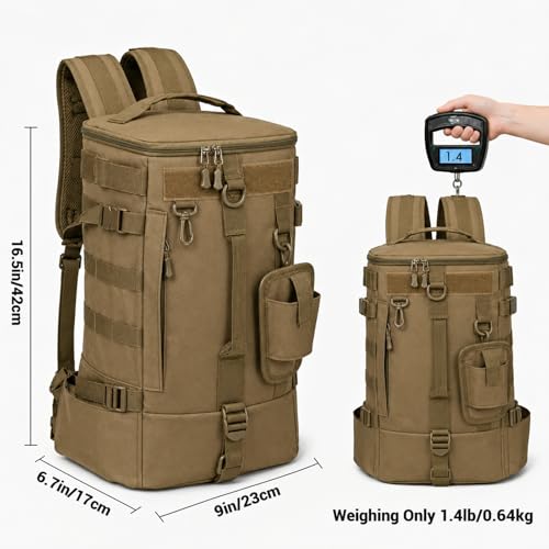 kokkoya Small Fishing Bag Tackle Backpack with Rod Holder 16L Lightweight Backpack for Fishing Hiking Kayaking Outdoor Gear Storage for Men (Khaki) - color: Khaki