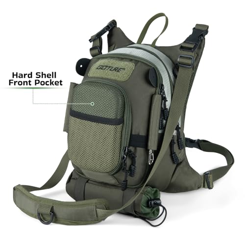 Goture Fly Fishing Chest Pack, Lightweight Chest Pack Tackle Storage Bag, Fly Fishing Bag with Adjustable Padded Neck Strap and Waist Strap, Hard Shell Front Pocket, Water Bottle Pouch, Gifts for Men - color: B:Green