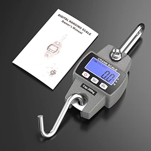 300kg / 660lb Portable Digital Crane Scale with Hooks, High Accuracy Game Scale, Heavy Duty Electronic Hanging Scale for Farm Hunting Fishing and Weighing Lugggage (Black)
