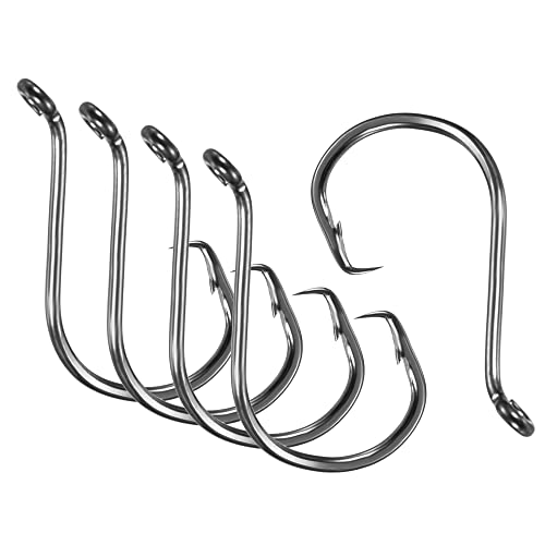 PATIKIL Fishing Circle Hooks Carbon Steel Offset Hook with Barbs for Freshwater Saltwater - size: 36mm/1.42"