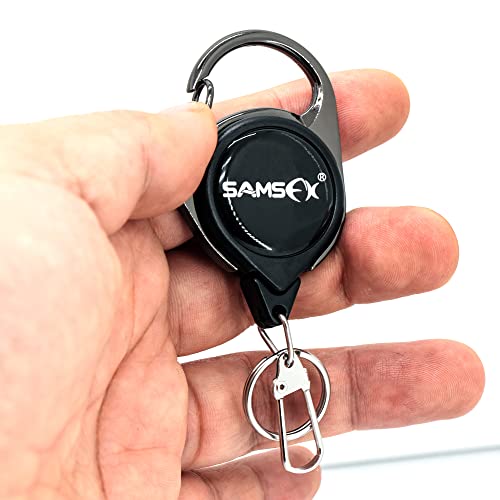 SAMSFX Fly Fishing Zinger Retractor for Anglers Vest Pack Tool Gear Assortment Combo 3pcs in Pack - color: Carabiner Retractors, 24" Nylon Cord