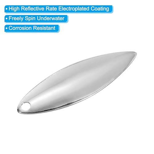 PATIKIL Fishing Lure Blades Willowleaf Lure Making for DIY Bait - color: Silver, size: 1.3"x0.4"