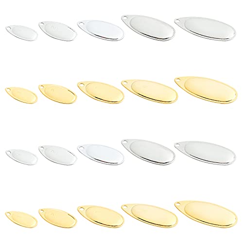 SUPERFINDINGS Fishing Attractor Spinner Blades Carbon Steel DIY Spinner Blades Fishing Lures Accessories for Lure Making (10 Styles, 60pcs-2Color) - color: Golden+Silver