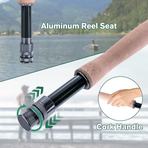 Goture Fly Fishing Rod and Reel Combo & Gear Case, 9FT 4/6/8-Piece Fly Rod, Pre-Spooled Reel, Fly Line, Flies, Leader, Tippet, Forceps, Nipper and Complete Starter Kit - color: B2, size: 4sec, 6wt