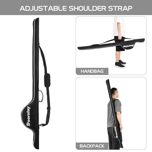 Fishing Rod Bag - 63 Inch Rod & Reel Protective Case, Portable Folding Pole Case, Waterproof Tackle Storage & Organizer - color: Black&White