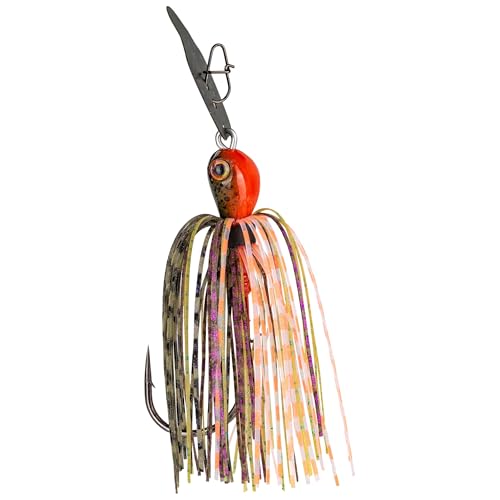Strike King Thunder Cricket Fishing Lure, Vibrating Swim Jig, Silver Blade, 4/0 Jungle-Style Flipping Hook - color: Bluegill, size: 1/2 oz