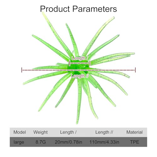 Tentacle Creature Lure Floating Fishing Lure Simulation Sea Urchin Bait Artificial Baits for Bass Fishing - color: Green flash