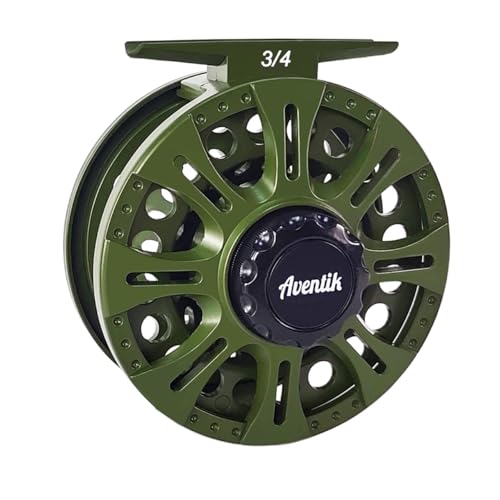 Aventik HVCE Graphite Fly Reel Center Drag System Classic III Graphite 3/4, 5/6, 7/8wt Large Arbor Freshwater Fly Fishing Reels - size: 3/4, style: Only Reel