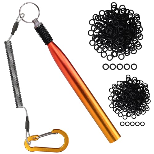 TRUSCEND Gradient Fishing Wacky Rig Tool with Silicone O Rings 210Pcs for 3"-4" and 5"-7" Fishing Worm Lures, Ultra-Smooth Downriggers Tube for Easy Installation and Great Protection of Stick Bait N1 - color: Gradient Gold